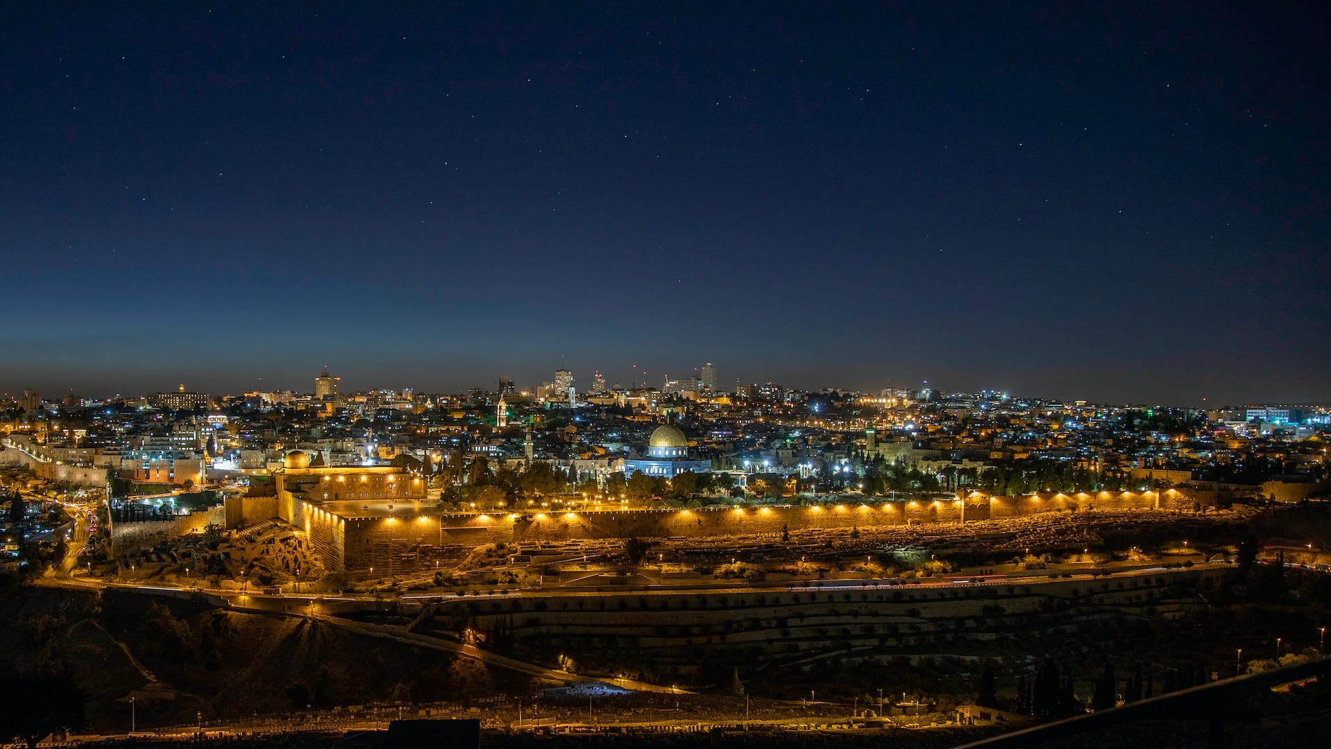Jerusalem at night, Eastern Israel