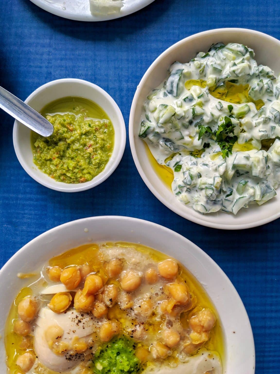Israeli Hummus and salads