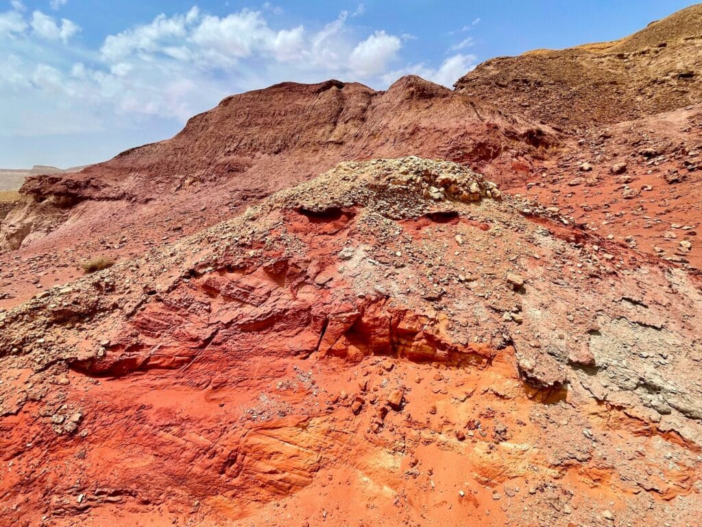 The colorful sands of the small crater